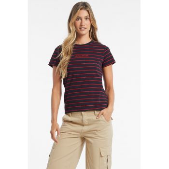 Guess - Tricou din amestec de bumbac cu model in dungi