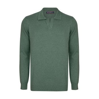 Pulover polo de bumbac cu model uni