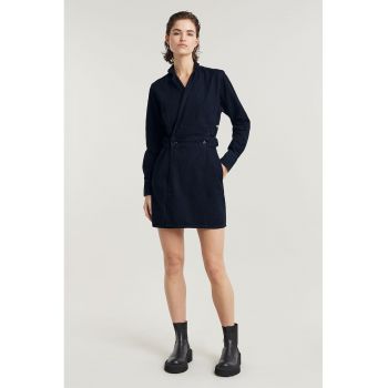 Rochie din denim cu maneci lungi si model petrecut