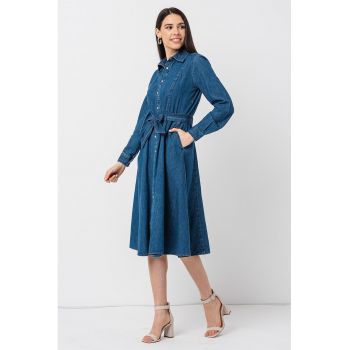 Rochie-camasa midi din denim ieftina