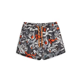 Pantaloni scurti de baie cu model Looney Tunes si snur