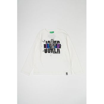 Bluza de bumbac cu imprimeu