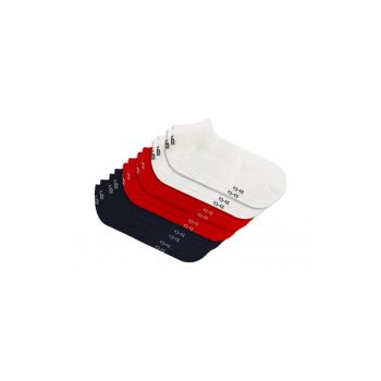 Set 6 perechi -  Sosete Scurte Bumbac pieptanat - pentru Barbati si Femei - comode - confortabile si respirabile - Alb - Albastru - Rosu cu cusatura fina tip Rosso