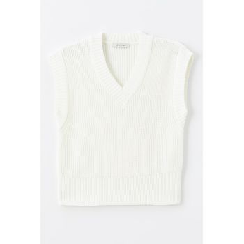 Vesta uni din tricot cu decolteu in V