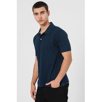 Tricou polo din bumbac cu model uni