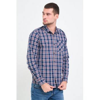 Camasa de bumbac cu model in carouri ieftina