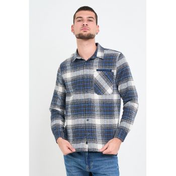 Camasa regular fit cu model in carouri ieftina