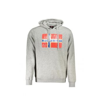 Hanorac barbati fara fermoar cu imprimeu cu logo - Gri de firma original