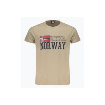 Tricou barbati din bumbac cu decolteu la baza gatului - Bej -