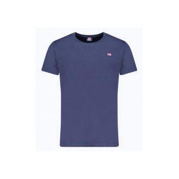Tricou barbati din bumbac cu decolteu la baza gatului - Bleumarin