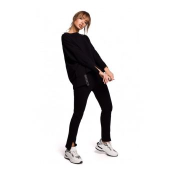 Bluza supradimensionata cu decupaje laterale -  Bumbac/Elastan - Negru