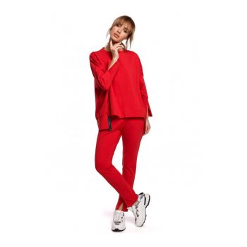 Bluza supradimensionata cu decupaje laterale -  Bumbac/Elastan - Rosu