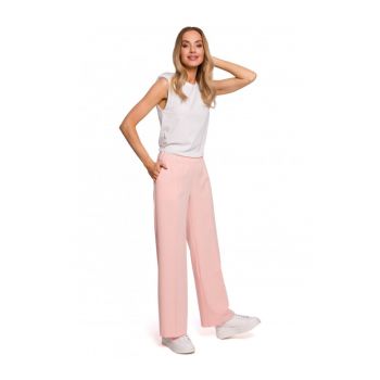 Pantaloni dama -  Poliester/Vascoza - Roz pudra