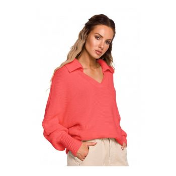 Pulover  Cu decolteu in V - Acril - Nylon - Corai