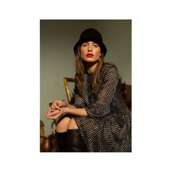 Rochie cu imprimeu -  Poliester - Negru