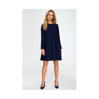 Rochie cu sifon la spate -  Poliester/Vascoza - Bleumarin