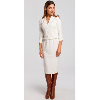 Rochie knit cu decolteu in V -  Bumbac - Vanilie
