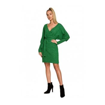 Rochie pulover  Cu decolteu in V - Acril - Lana - Verde