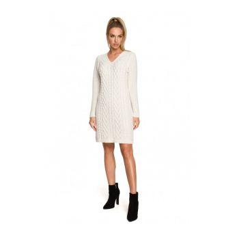 Rochie pulover  Cu decolteu in V - Acril - Nylon - Ecru