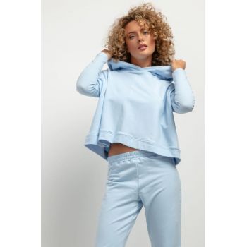 Hanorac dama  T380 - croiala scurta - gluga - bumbac-elastan