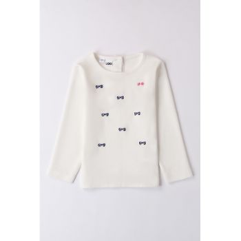 Bluza de bumbac cu funde brodate