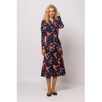 Rochie cu imprimeu si cordon in talie