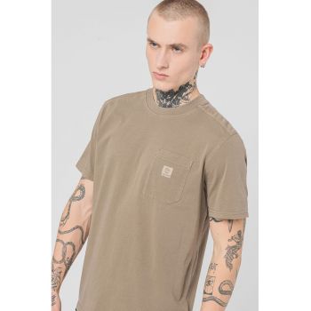 Tricou de bumbac cu decolteu la baza gatului