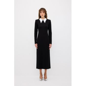 Rochie midi cu guler contrastant