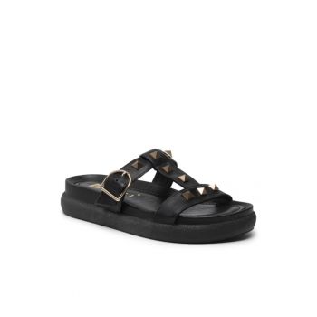 Papuci flip-flop cu tinte dama -  Piele naturala