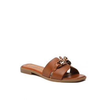 Papuci flip-flop dama -  Piele naturala - maro