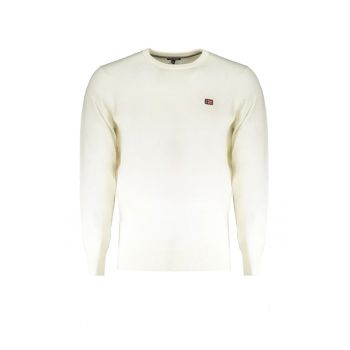 Pulover barbati cu decolteu la baza gatului - cu logo - Regular Fit -  Alb