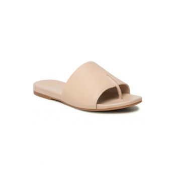 Papuci flip-flop dama -  302825196 - Piele naturala - Bej