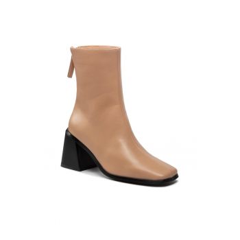 Botine dama -  301704652 - Piele ecologica - Bej