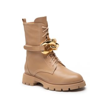 Ghete dama -  301071822 - Piele naturala - Bej ieftine la reducere