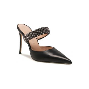 Papuci flip-flop dama -  302077786 - Piele naturala - Negru