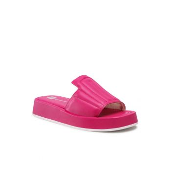 Papuci flip-flop dama -  Piele naturala - roz