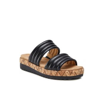 Papuci flip-flop dama -  Piele naturala - Negru