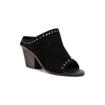Papuci flip-flop femei -  Piele naturala - Negru