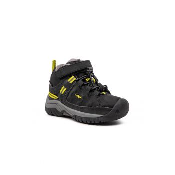 Pantofi trekking copii -  Piele intoarsa - Negru