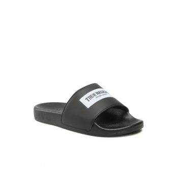 Papuci flip-flop barbati -  Piele ecologica - Negru