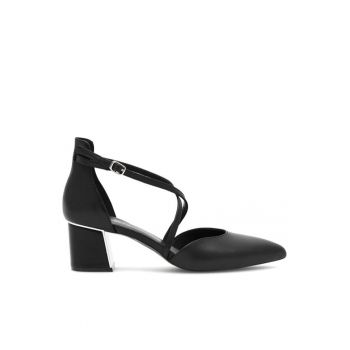 Pantofi sport  din piele naturala - model pentru dama - culoare negru