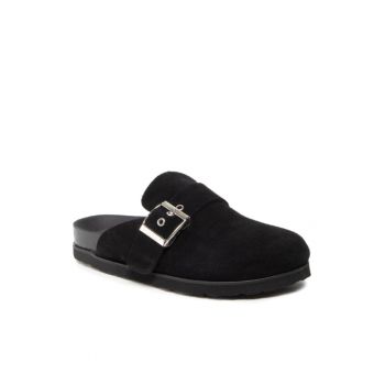 Papuci dama -  301455097 - Negru - Piele naturala/Velur -