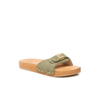 Papuci flip-flop dama -  Piele naturala - Verde