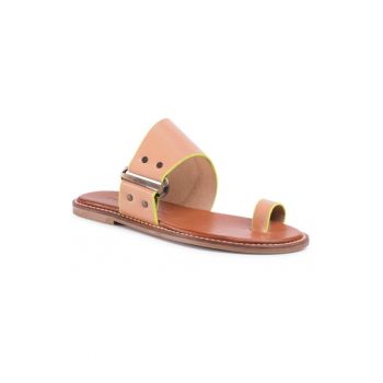 Papuci dama cu model -  Piele naturala