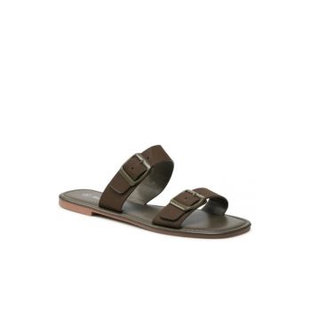 Papuci flip-flop dama -  Piele ecologica - Verde
