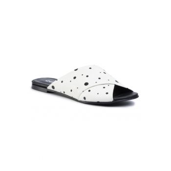Papuci flip-flop dama -  Piele naturala - Alb