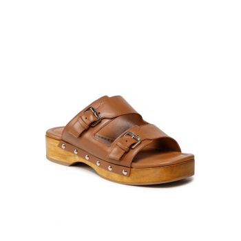 Papuci flip-flop dama -  Piele naturala - maro