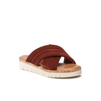 Papuci flip-flop dama -  Piele naturala - Maro