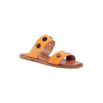 Papuci flip-flop dama -  Piele naturala - Portocaliu