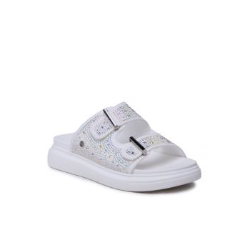Papuci flip-flop dama -  Textil - Alb